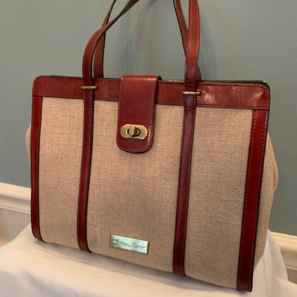 Etienne Aigner canvas bag with leather trim